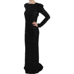 John Richmond Black Silk Full Length Sequined Gown Dress DR1670-40