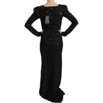 John Richmond Black Silk Full Length Sequined Gown Dress DR1670-40