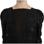 John Richmond Black Silk Full Length Sequined Gown Dress DR1670-40