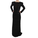 John Richmond Black Silk Full Length Sequined Gown Dress DR1670-40