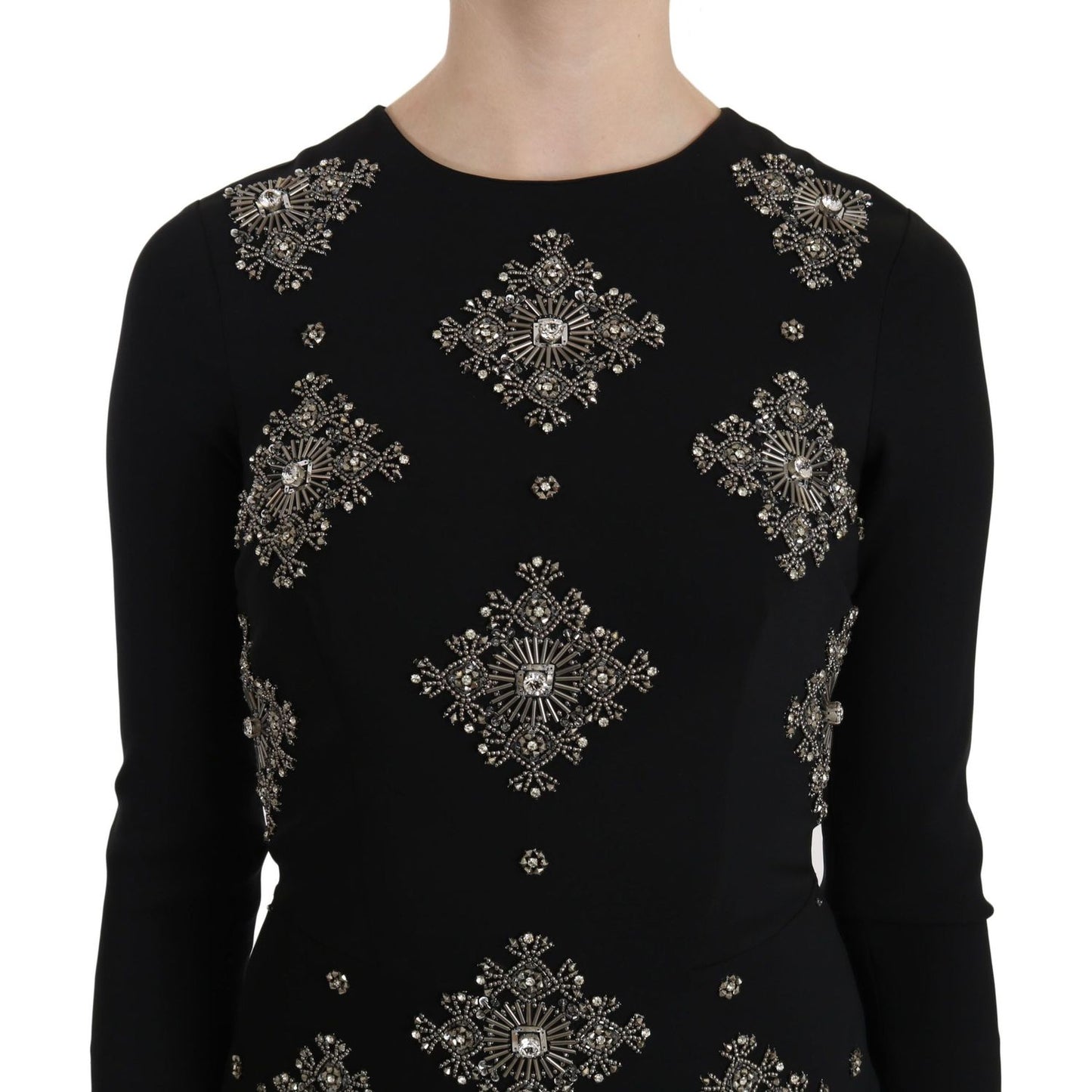 John Richmond Black Crystal Stretch Mini Shift Dress DR1673-38