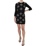 John Richmond Black Crystal Stretch Mini Shift Dress DR1673-38