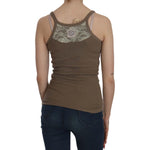 PINK MEMORIES Chic Spaghetti Strap Cotton Top - Earthy Elegance PINK MEMORIES Dark Slate Gray
