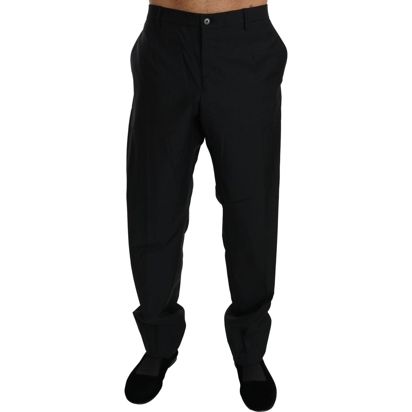 Dolce & Gabbana Elegant Black Virgin Wool Dress Pants Jeans & Pants Dolce & Gabbana Black