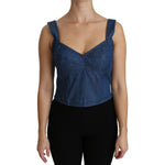 Dolce & Gabbana Blue Sleeveless Bustier Blouse Cotton Top TSH4309-36