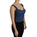 Dolce & Gabbana Blue Sleeveless Bustier Blouse Cotton Top TSH4309-36
