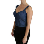 Dolce & Gabbana Blue Sleeveless Bustier Blouse Cotton Top TSH4309-36