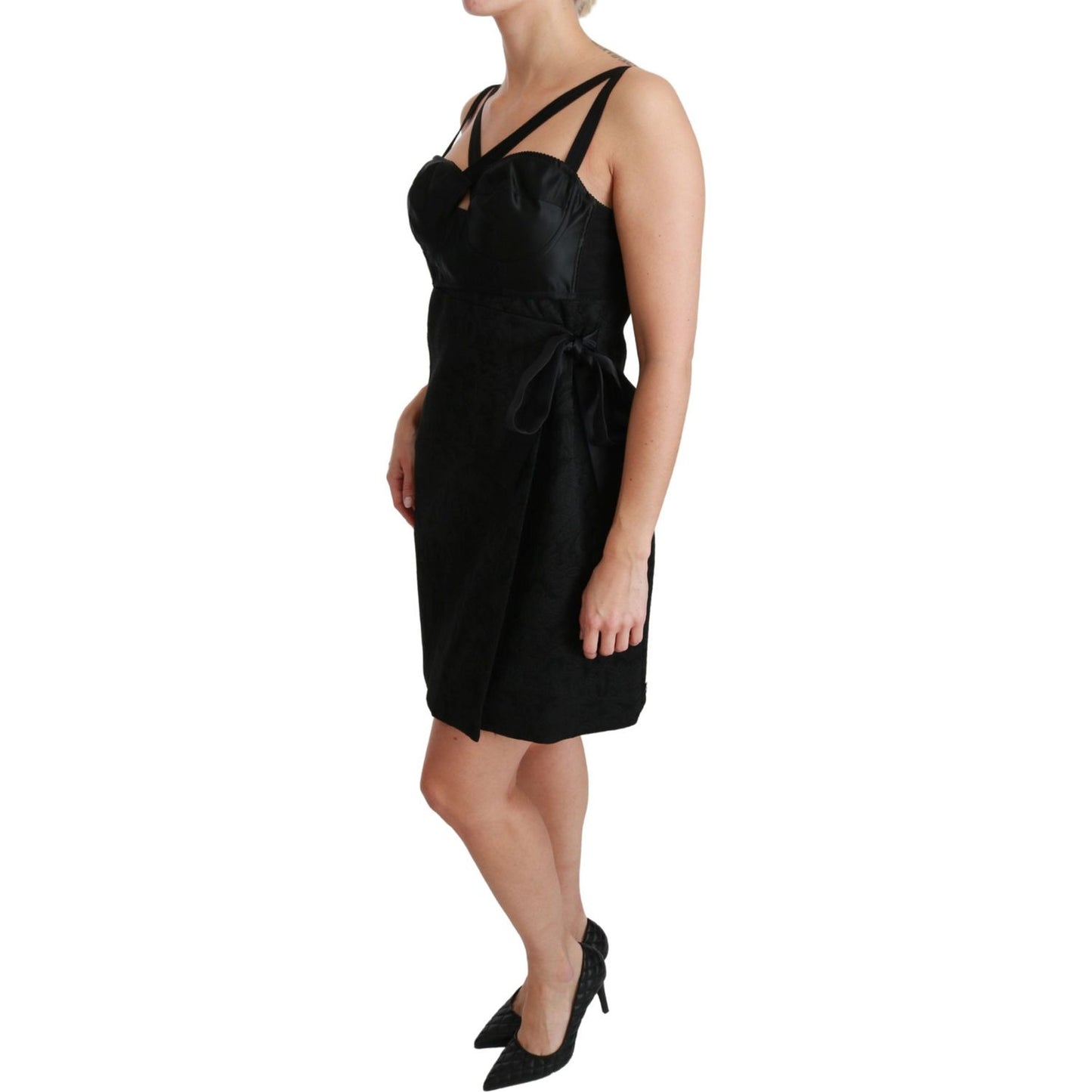 Dolce & Gabbana Elegant Black Jacquard Sheath Dress Dolce & Gabbana Rosy Brown