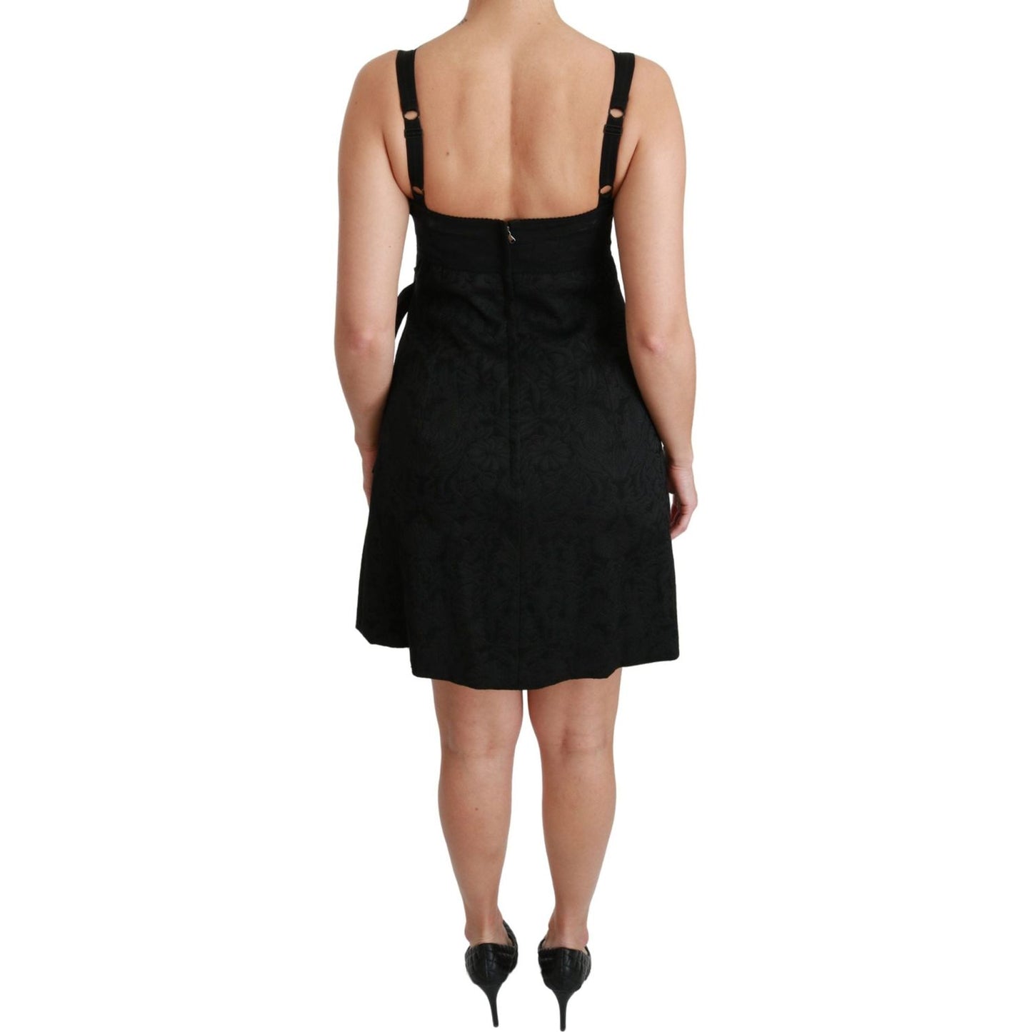 Dolce & Gabbana Elegant Black Jacquard Sheath Dress Dolce & Gabbana Rosy Brown