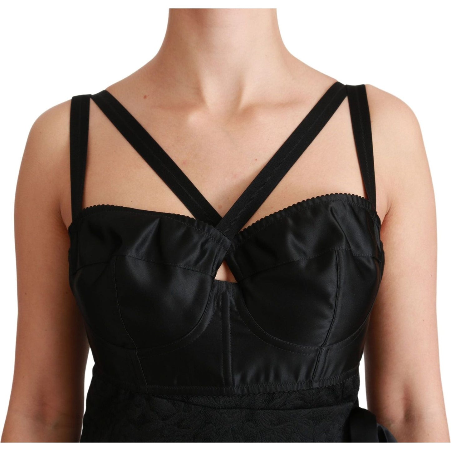 Dolce & Gabbana Elegant Black Jacquard Sheath Dress Dolce & Gabbana Tan
