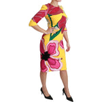 Dolce & Gabbana Yellow Floral Crystal Bodycon Sheath Dress DR2522-40