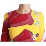 Dolce & Gabbana Yellow Floral Crystal Bodycon Sheath Dress DR2522-40