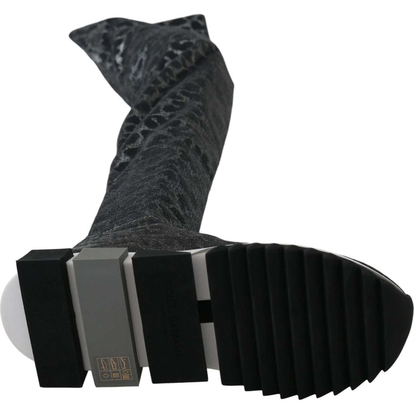 Dolce & Gabbana Elegant Leopard Booties Above Knee Shoes Dolce & Gabbana Black