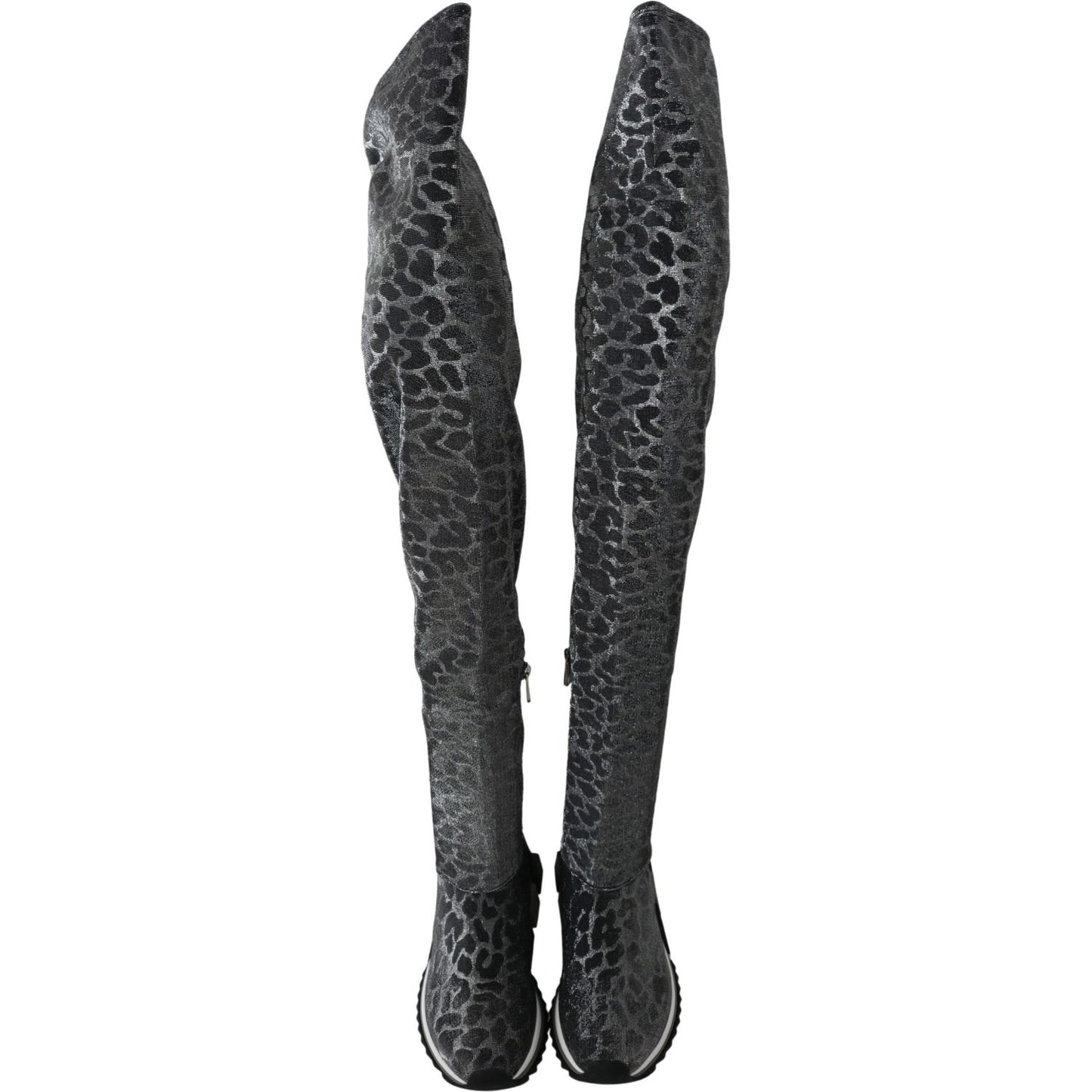 Dolce & Gabbana Elegant Leopard Booties Above Knee Shoes Dolce & Gabbana Dark Slate Gray