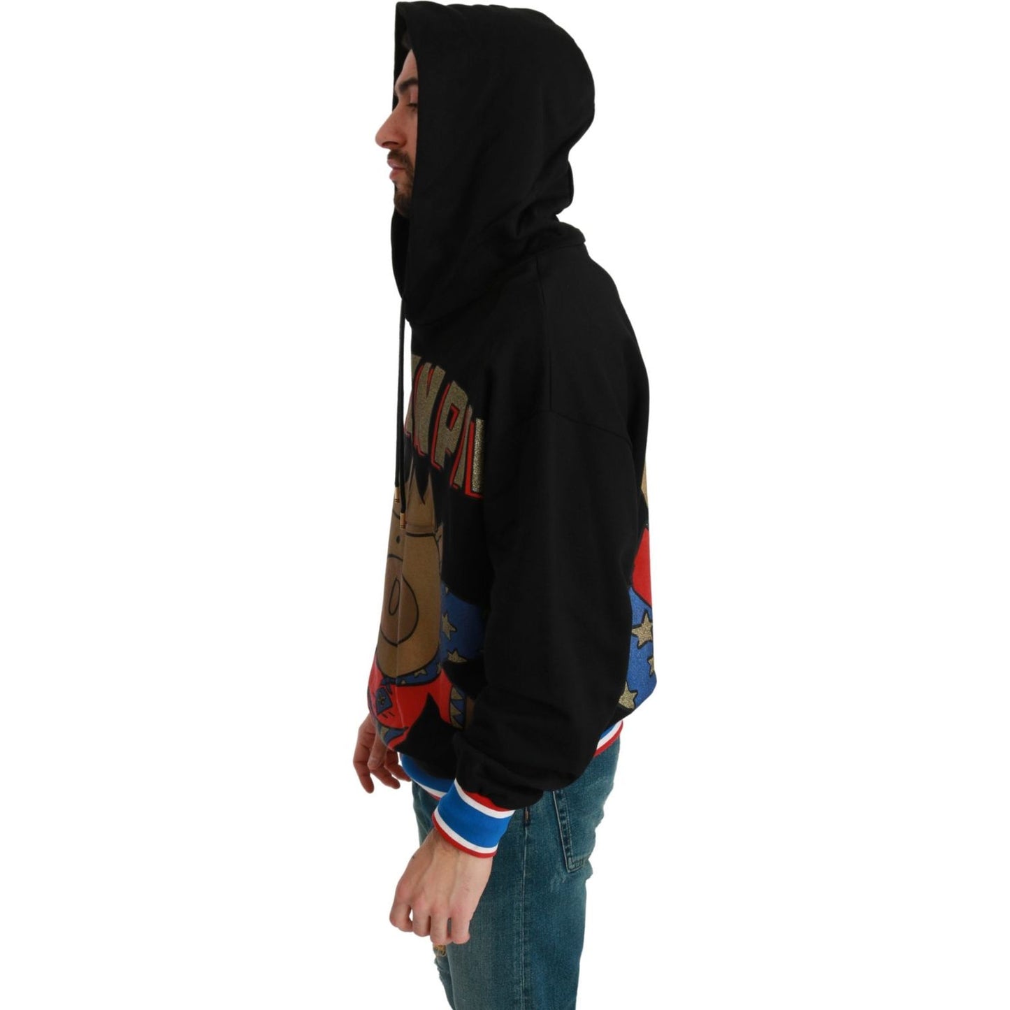 Dolce & Gabbana Elegant Hooded Pullover With Regal Motif Dolce & Gabbana Black