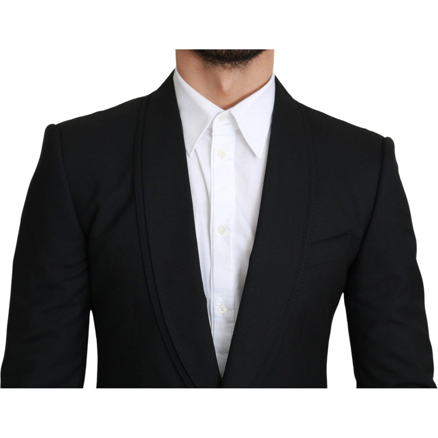 Dolce & Gabbana Elegant Black Virgin Wool Formal Blazer Dolce & Gabbana Black