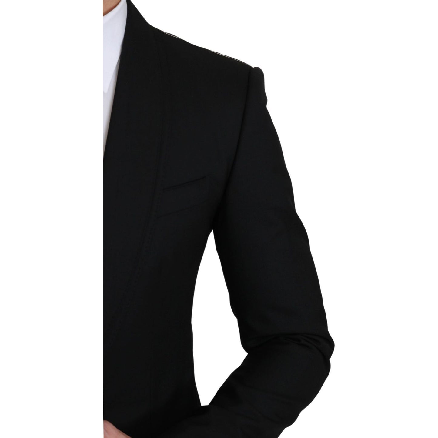 Dolce & Gabbana Elegant Black Virgin Wool Formal Blazer Dolce & Gabbana Black