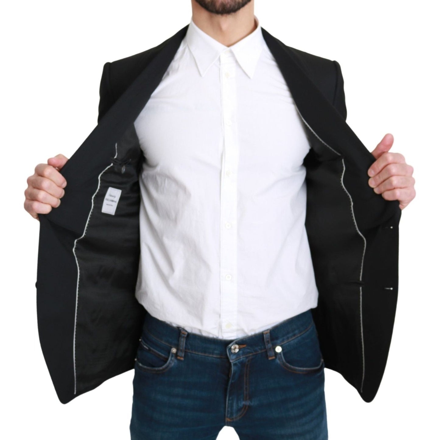 Dolce & Gabbana Elegant Black Virgin Wool Formal Blazer Dolce & Gabbana Dark Slate Gray