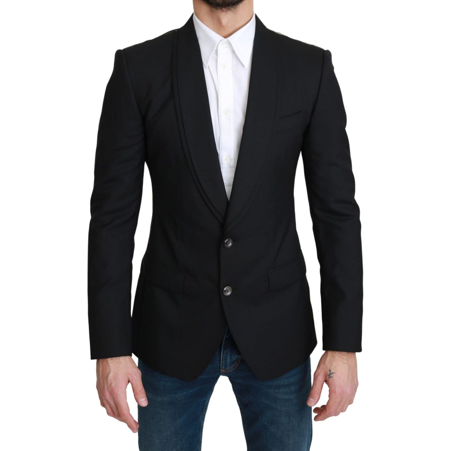 Dolce & Gabbana Elegant Black Virgin Wool Formal Blazer Dolce & Gabbana Black