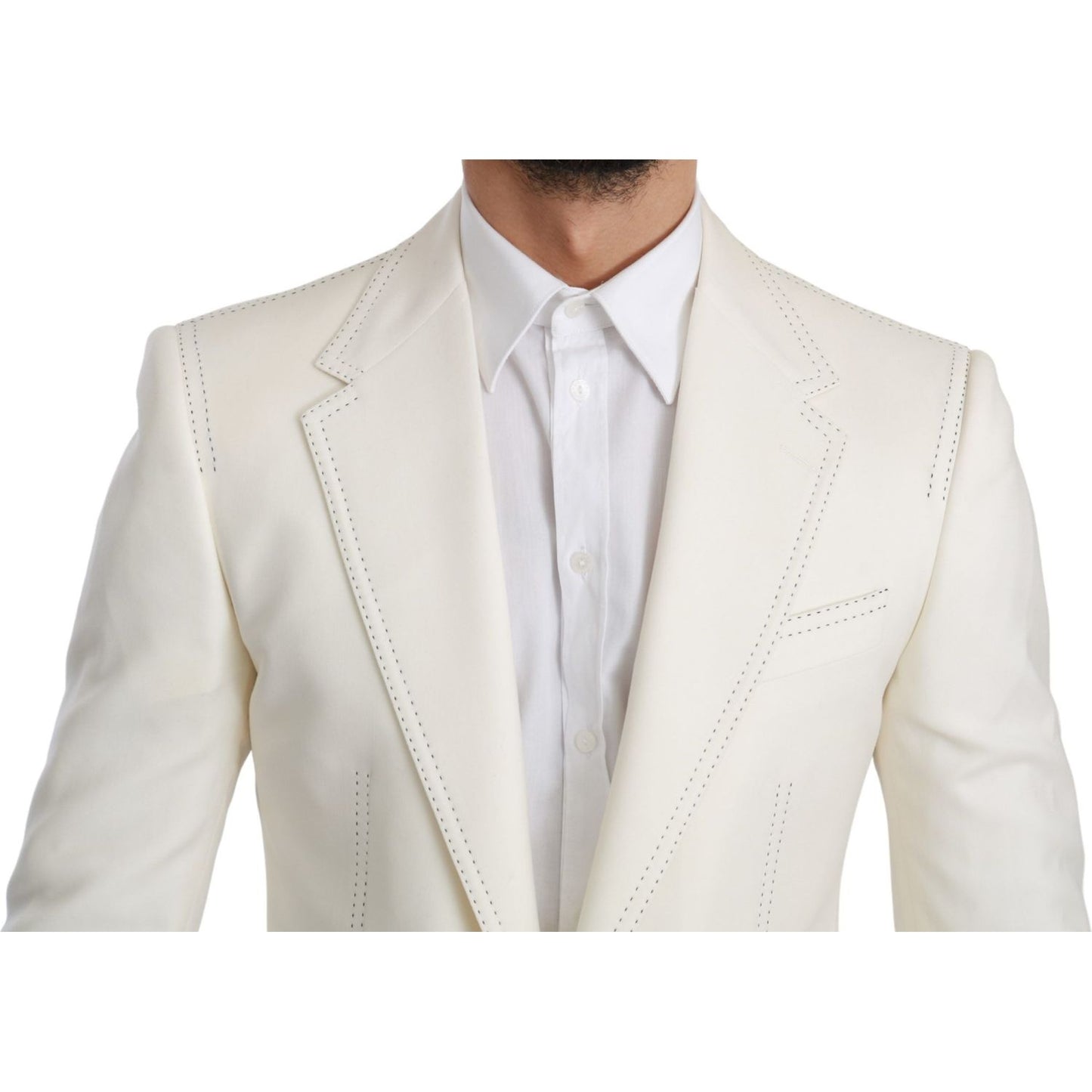 Dolce & Gabbana Elegant Slim Fit Virgin Wool Blazer Blazer Jacket Dolce & Gabbana Light Gray