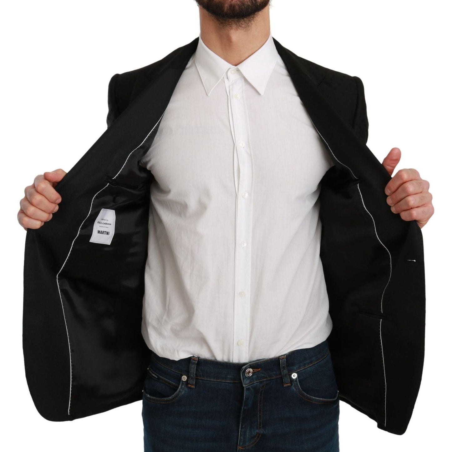 Dolce & Gabbana Elegant Black Polka Dotted Wool Blend Blazer Dolce & Gabbana Gray