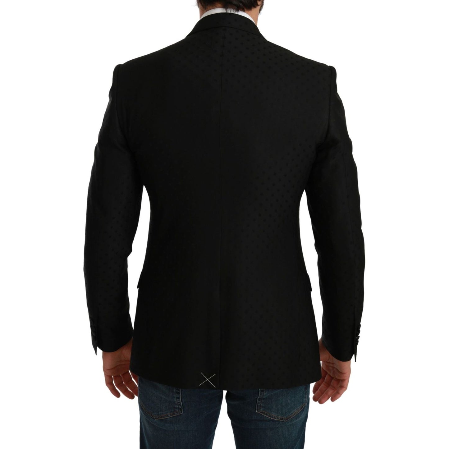 Dolce & Gabbana Elegant Black Polka Dotted Wool Blend Blazer Dolce & Gabbana Black
