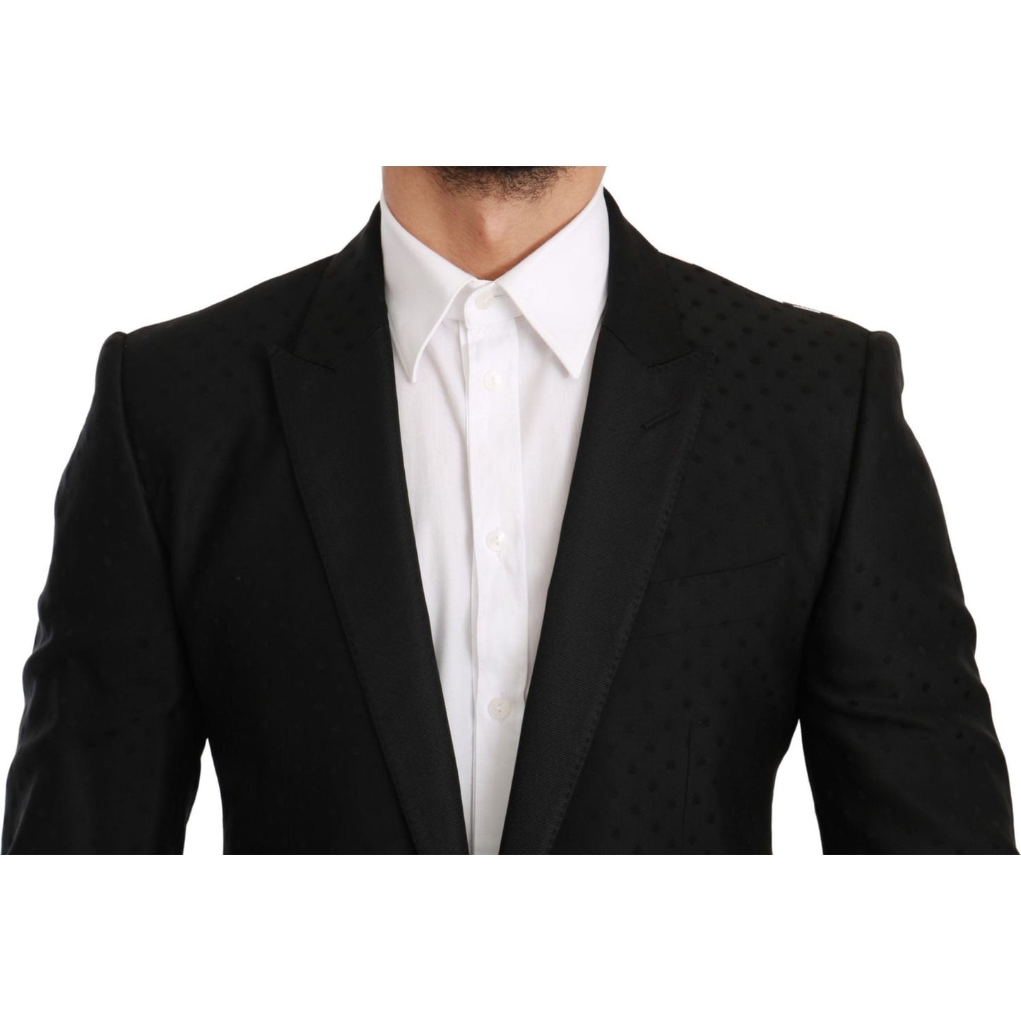 Dolce & Gabbana Elegant Black Polka Dotted Wool Blend Blazer Dolce & Gabbana Light Gray