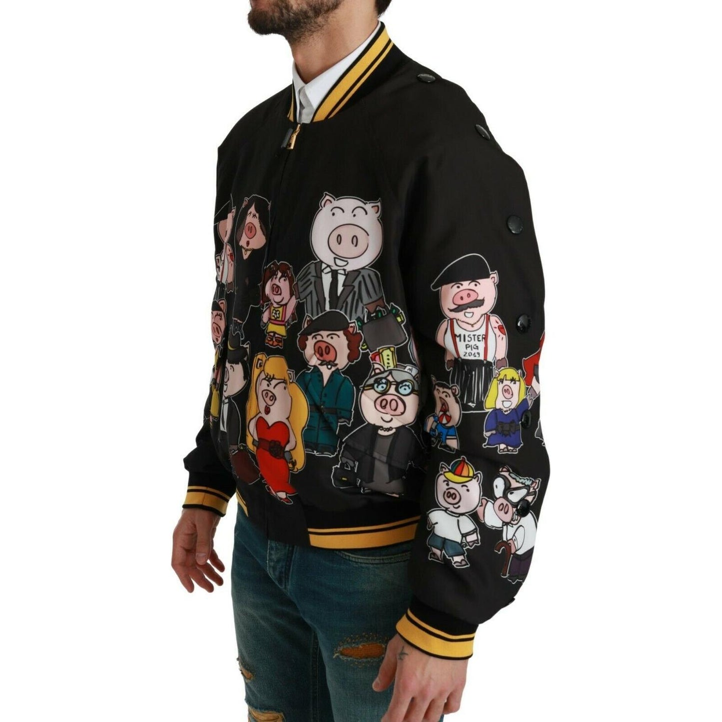 Dolce & Gabbana Multicolor Motive Bomber Style Jacket Coats & Jackets Dolce & Gabbana Rosy Brown