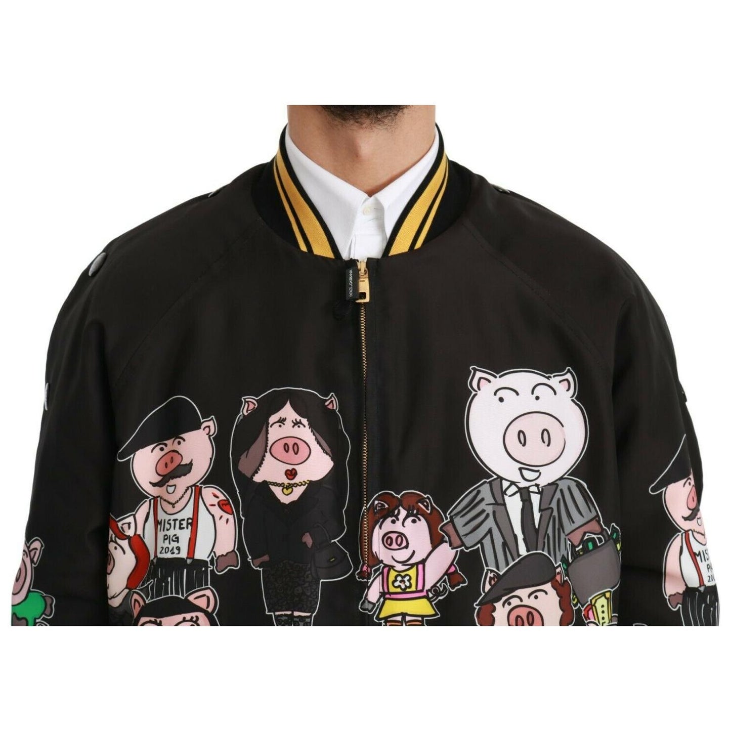 Dolce & Gabbana Multicolor Motive Bomber Style Jacket Coats & Jackets Dolce & Gabbana Gray