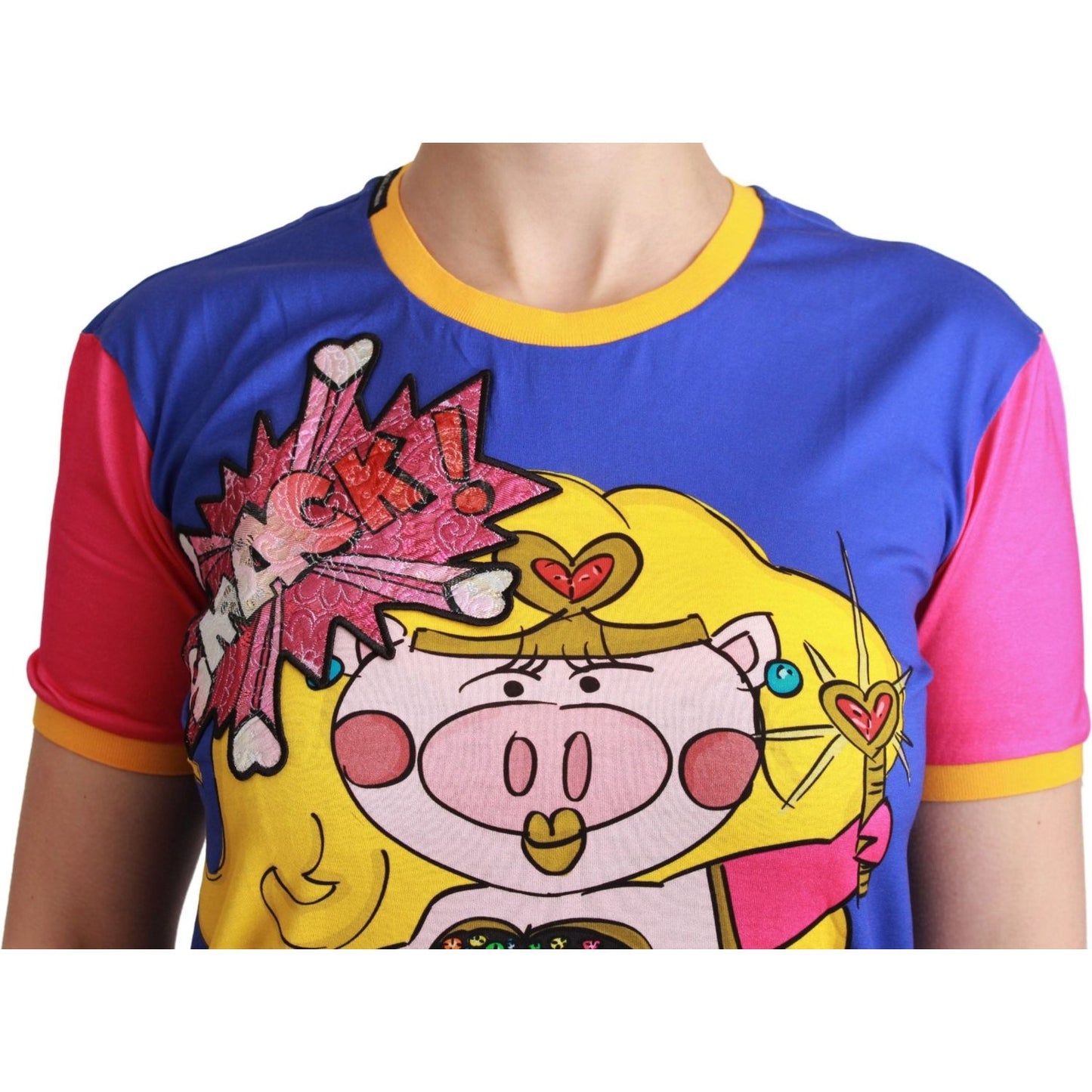 Dolce & Gabbana Purple PIG SUPERGIRL Top Cotton T-shirt TSH4553-36