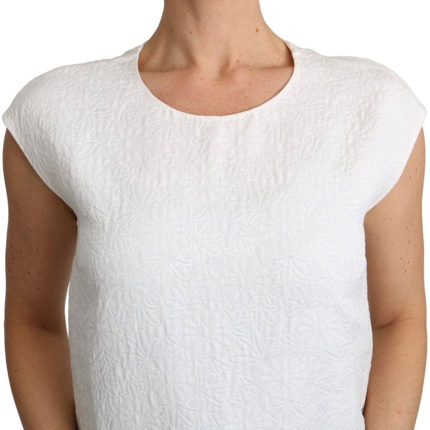 Dolce & Gabbana Elegant White Cotton Blend Blouse Dolce & Gabbana Light Gray