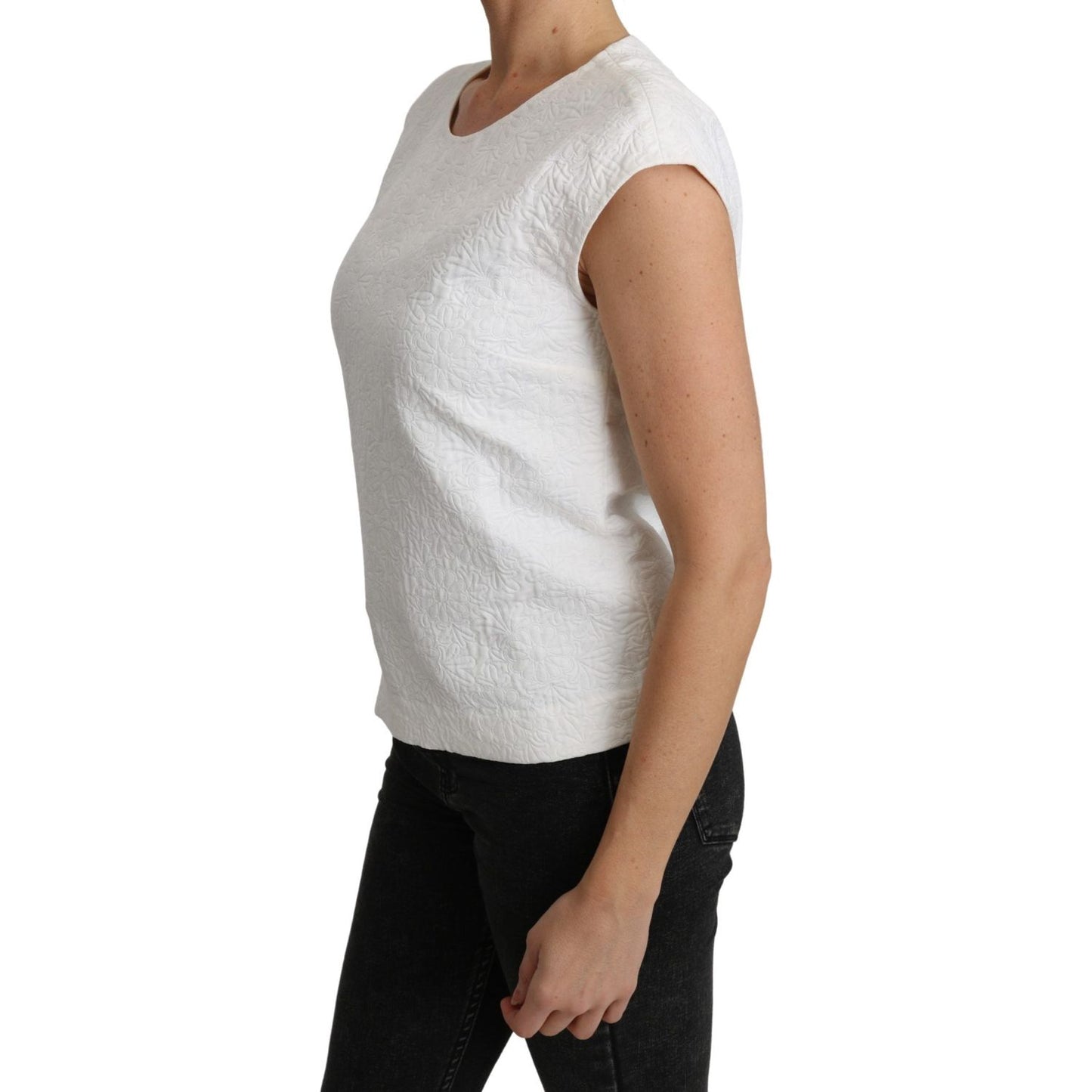 Dolce & Gabbana Elegant White Cotton Blend Blouse Dolce & Gabbana Dark Gray