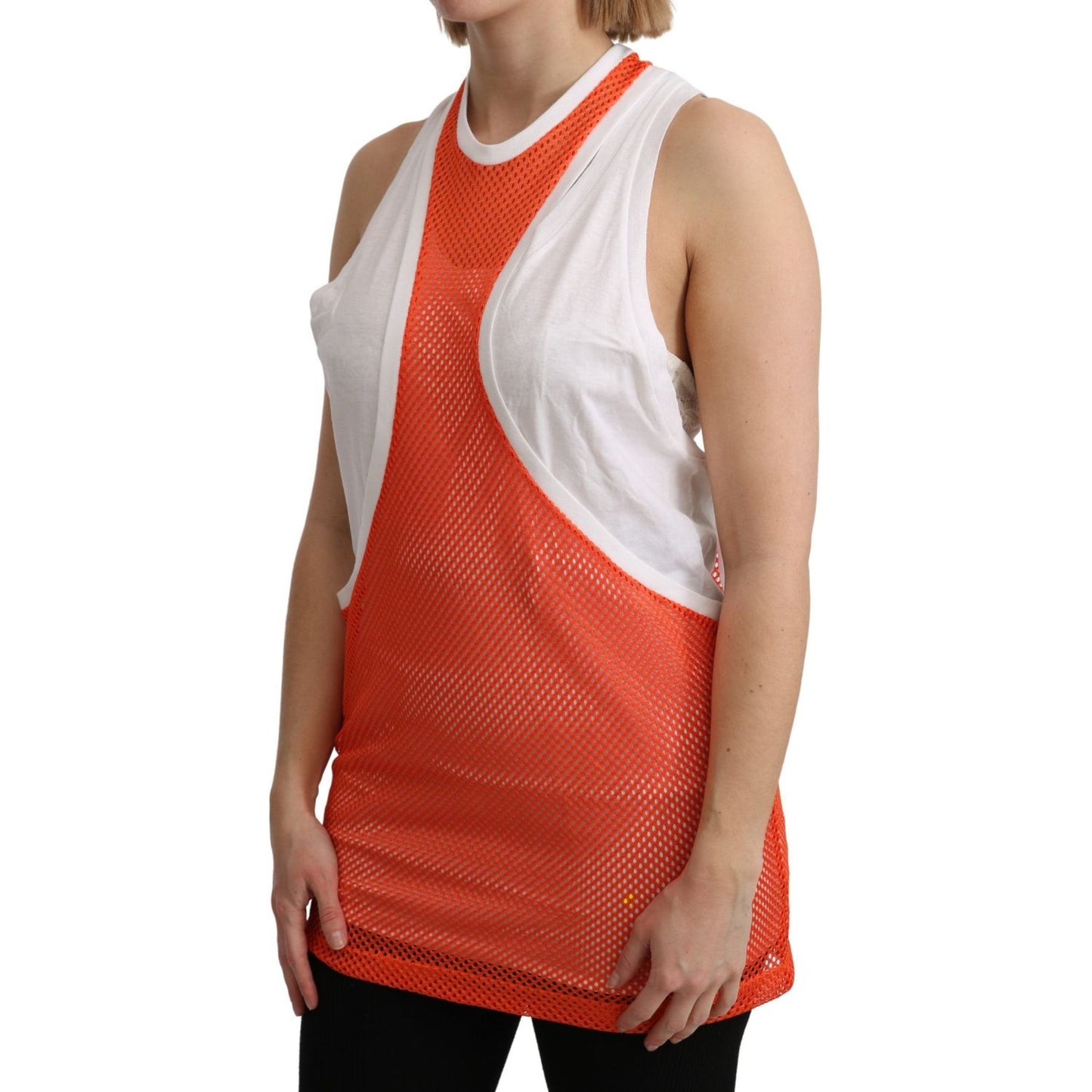 Dsquared² Elegant Sleeveless Cotton Tank in Orange Dsquared² Sienna