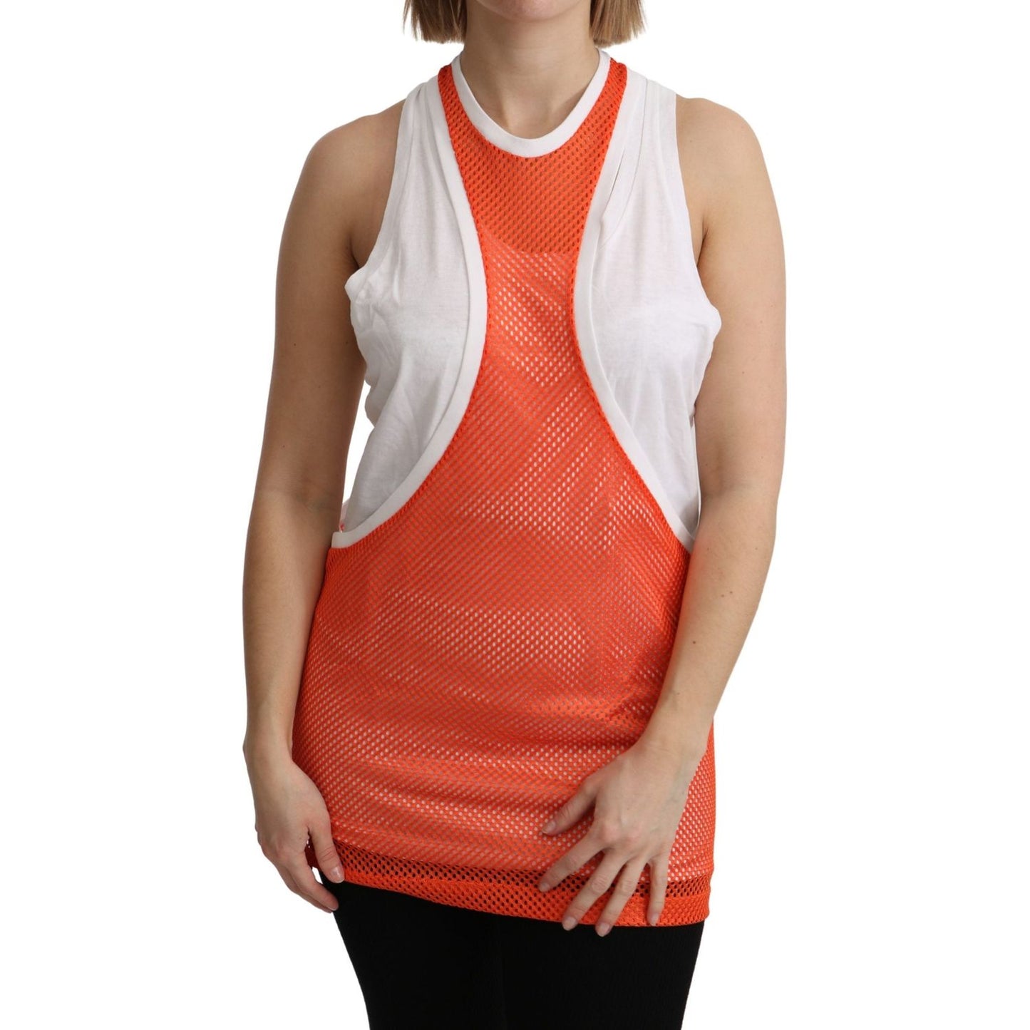 Dsquared² Elegant Sleeveless Cotton Tank in Orange Dsquared² Sienna