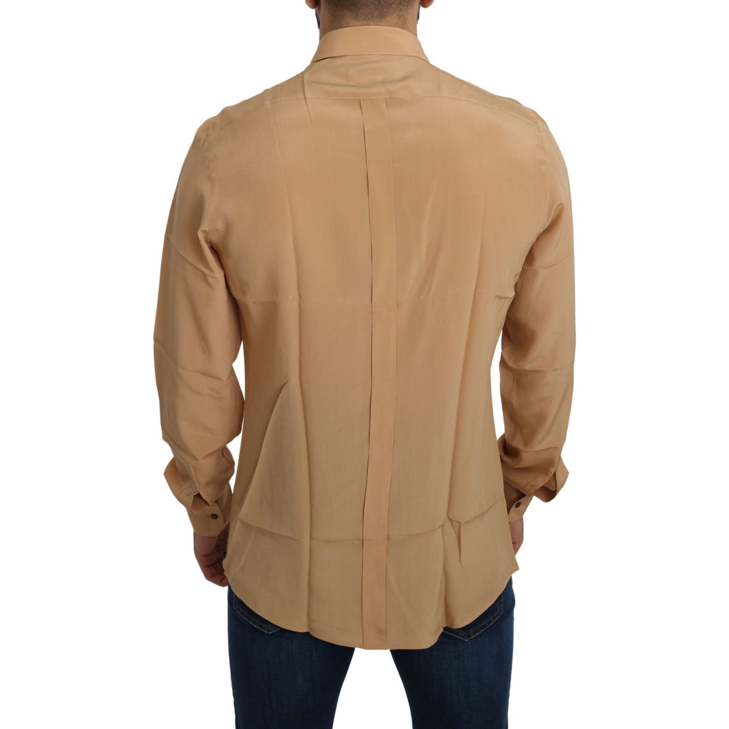 Dolce & Gabbana Yellow 100% Silk GOLD Top Slim Shirt TSH5213-38