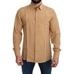 Dolce & Gabbana Yellow 100% Silk GOLD Top Slim Shirt TSH5213-38