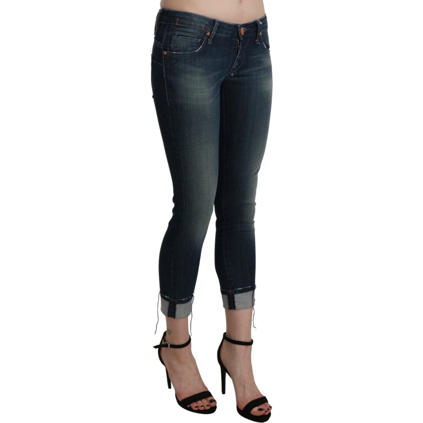 Acht Blue Washed Low Waist Skinny Cropped Denim pant Jeans & Pants