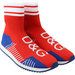 Dolce & Gabbana Blue Red Sorrento Logo Sneakers Socks Shoes MV3708-39