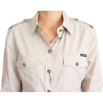 Dolce & Gabbana Beige Poplin Safari Fitted Pocket Shirt Top TSH5722-48