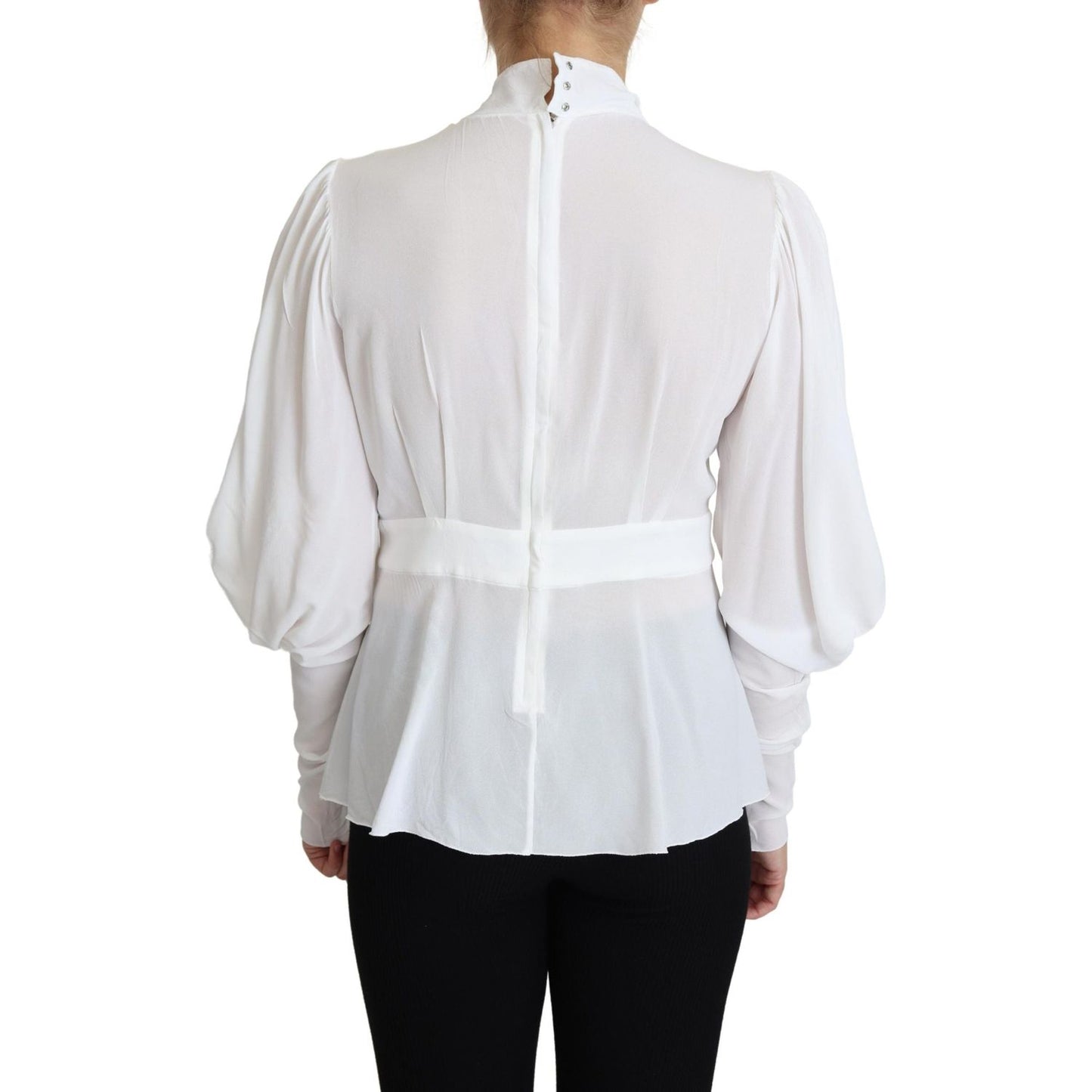 Dolce & Gabbana Elegant Snow-White Viscose Blouse Dolce & Gabbana Light Gray