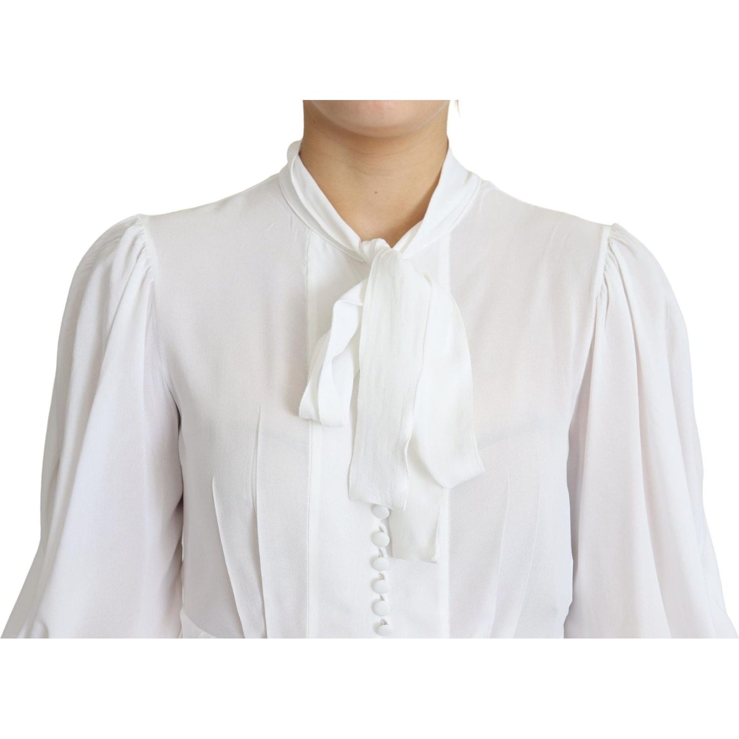 Dolce & Gabbana Elegant Snow-White Viscose Blouse Dolce & Gabbana Light Gray