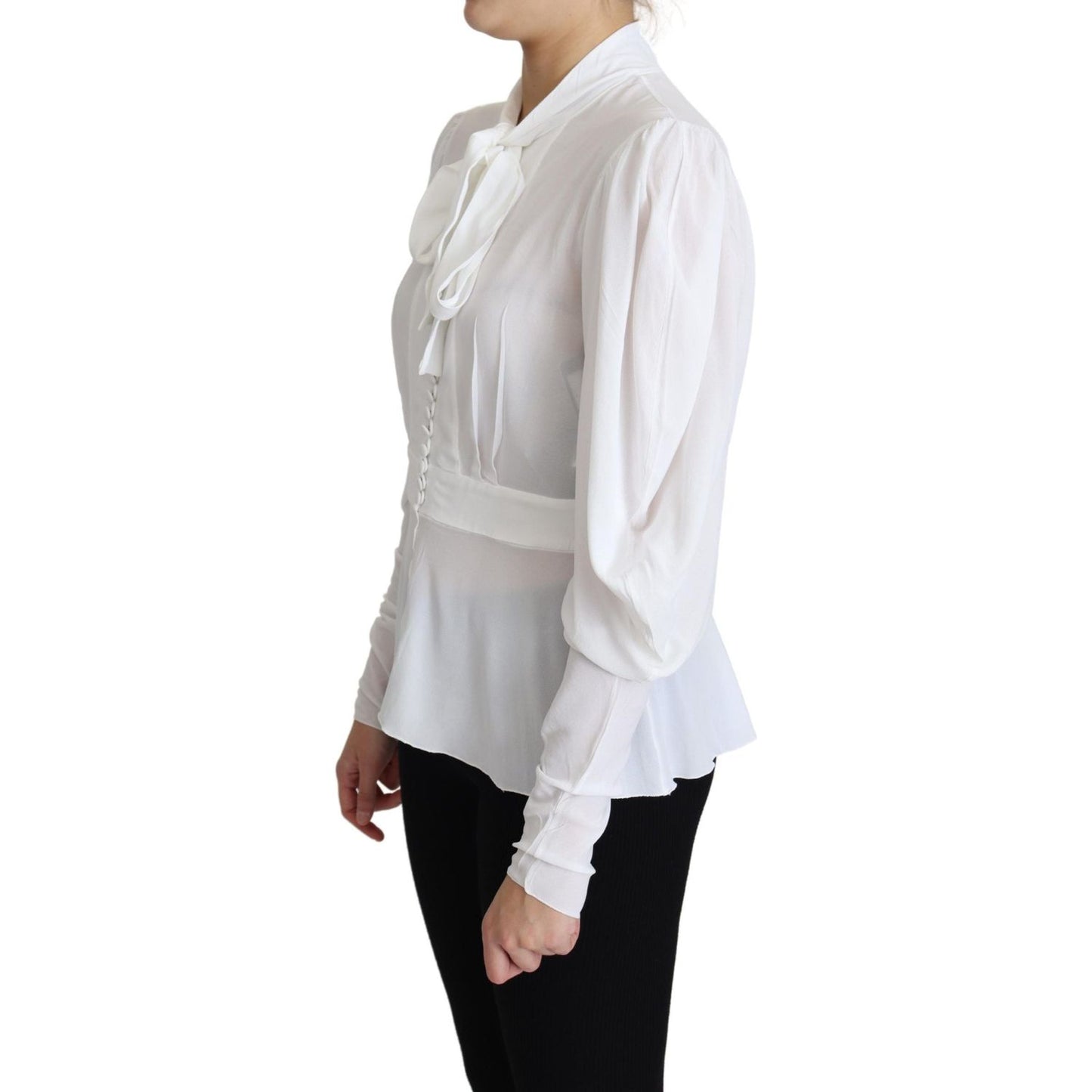 Dolce & Gabbana Elegant Snow-White Viscose Blouse Dolce & Gabbana Light Gray