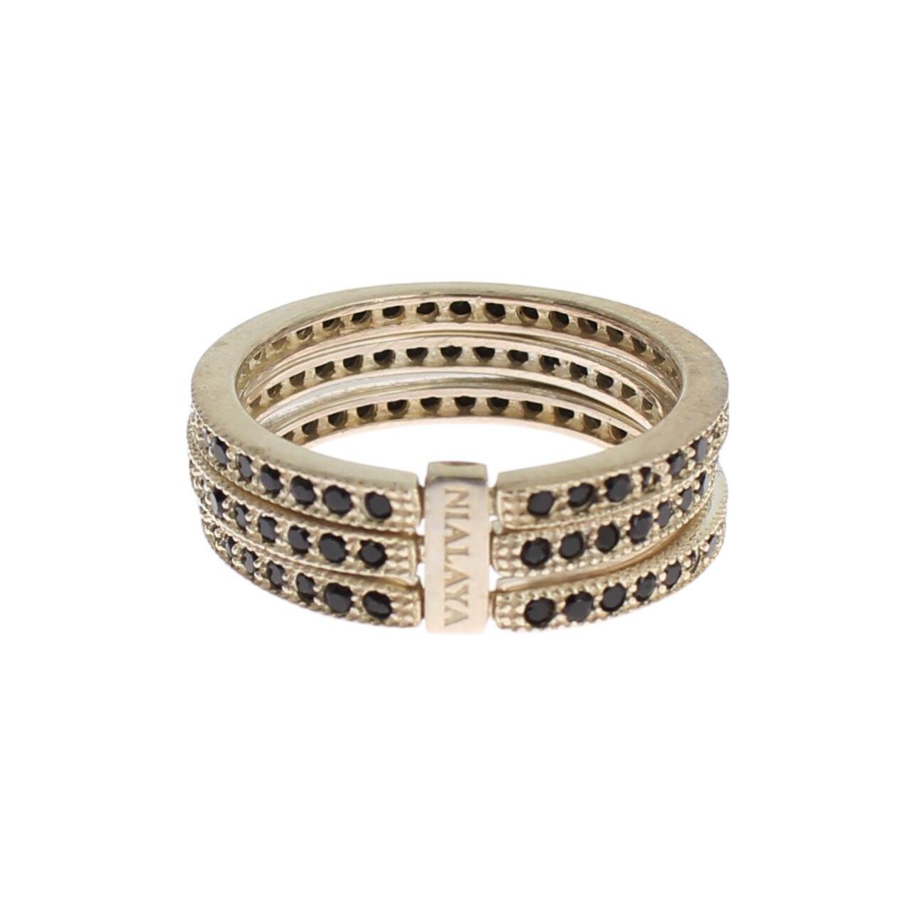 Nialaya Black CZ 925 Sterling Silver Womens Ring SIG19089-US5
