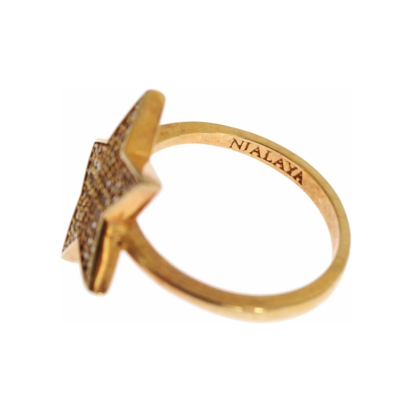 Nialaya Star Gold 925 Silver Womens Clear Ring SIG19103-54