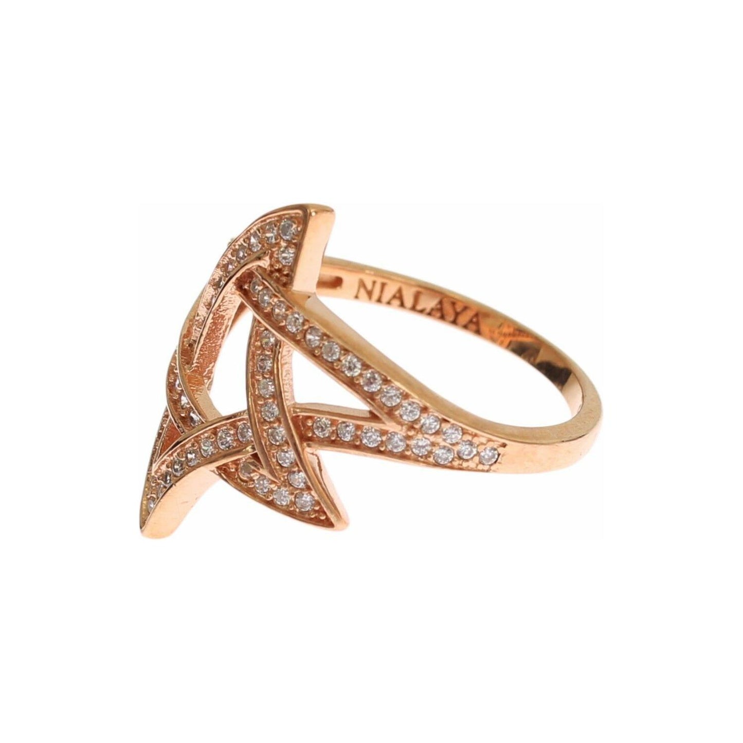 Nialaya Womens Clear CZ Gold 925 Silver Ring SIG19090-US8,5