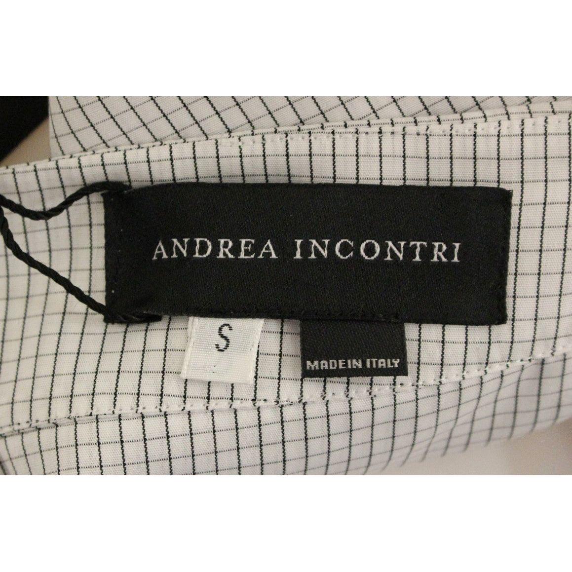 Andrea Incontri Chic White Checkered Cotton Shorts Andrea Incontri Dark Gray