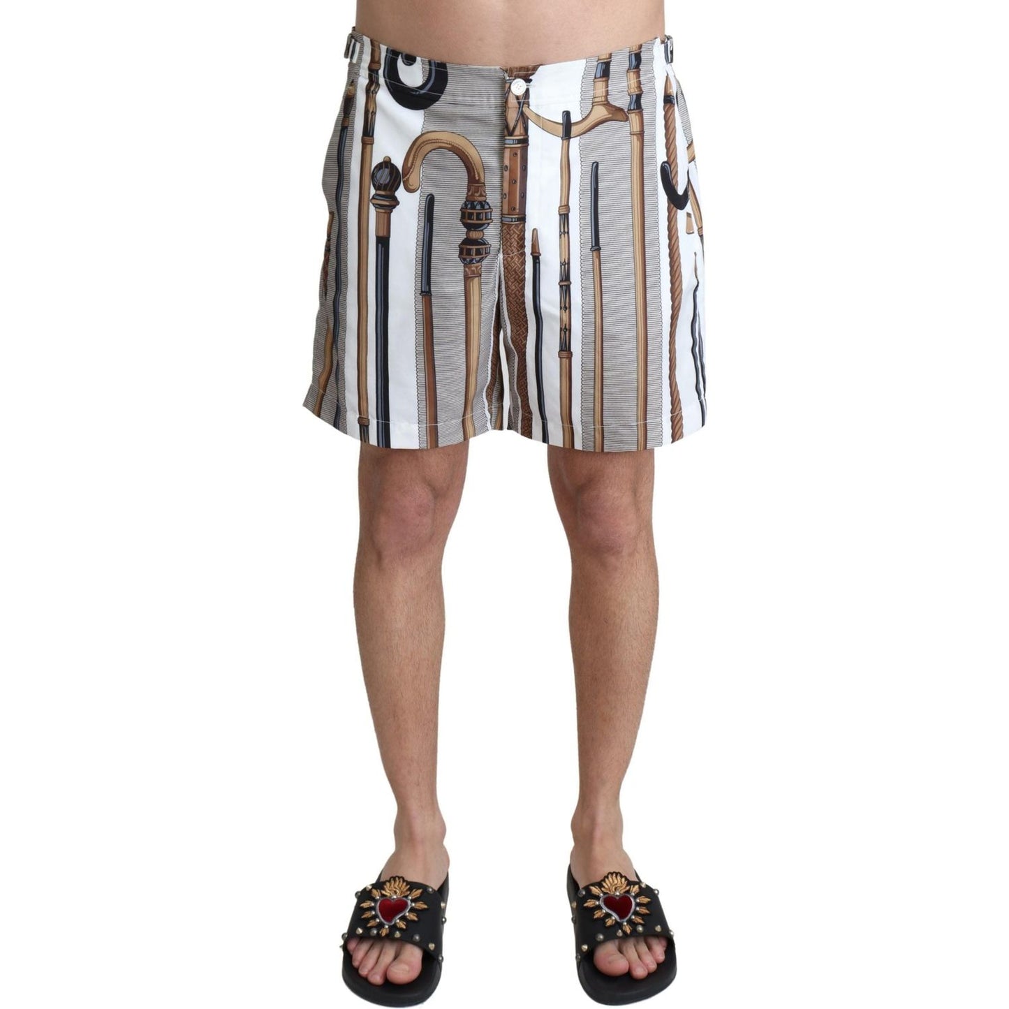 Dolce & Gabbana Elegant White Multicolor Swim Shorts Dolce & Gabbana Rosy Brown