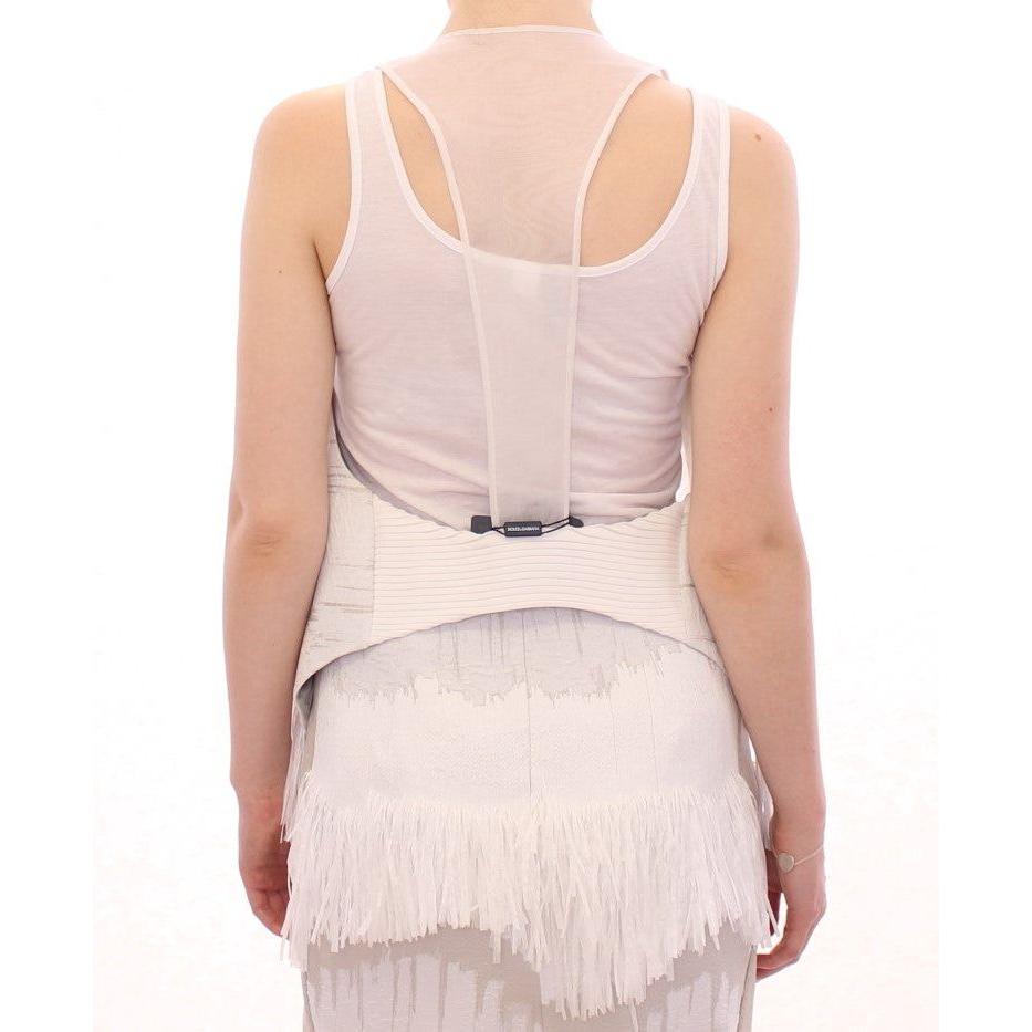 Arzu Kaprol Chic Fringed Open Back Vest Arzu Kaprol Light Gray