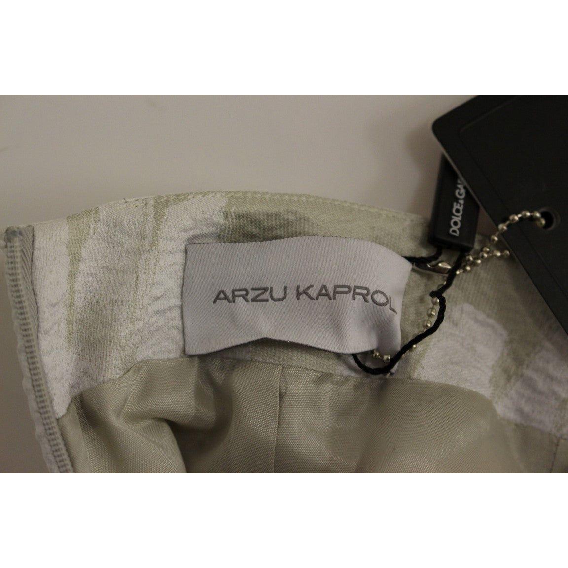 Arzu Kaprol Elegant Pencil Skirt in White and Gray Tones Arzu Kaprol Dim Gray