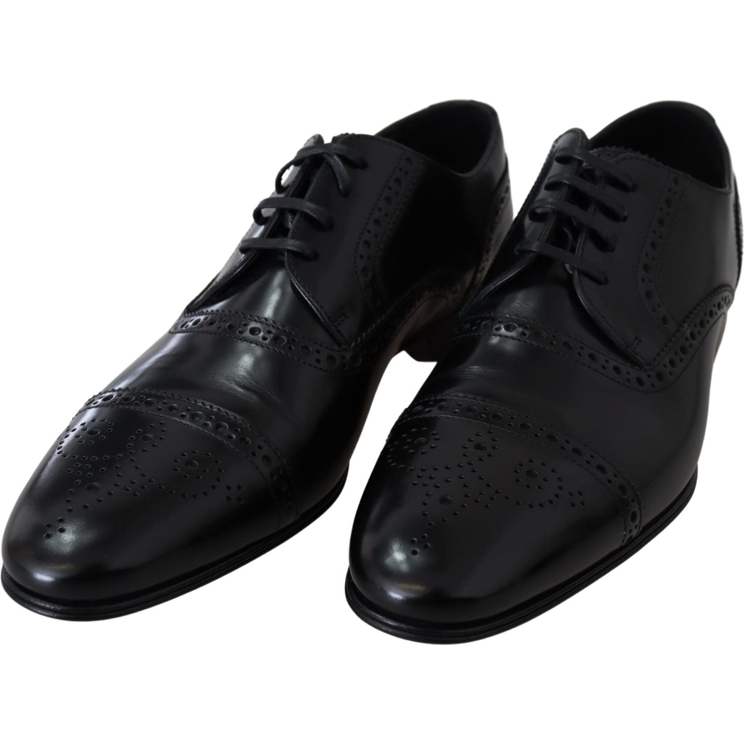 Dolce & Gabbana Black Leather Men Derby Formal Loafers Shoes